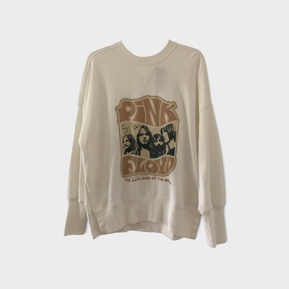 NEW Abercrombie & Fitch Pink Floyd Split-Hem Crew Neck Sweatshirt